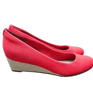 Clark’s Mallory Luna rose pump cushion low wedge Heel Women's Shoes 8M slip on